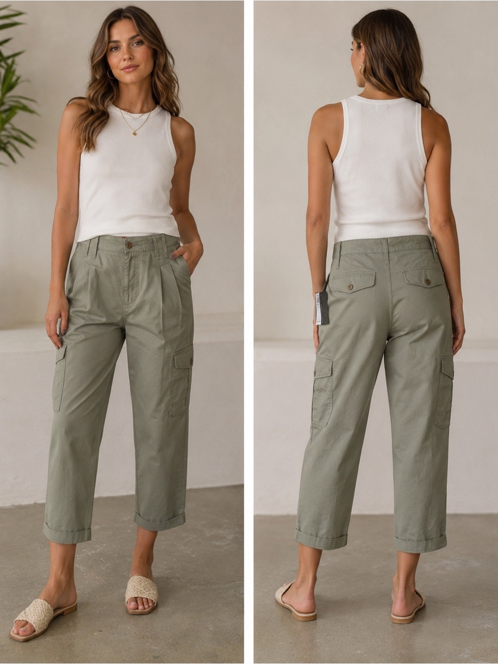 Lauren Ralph Lauren Olive Green Cropped Cargo Pants